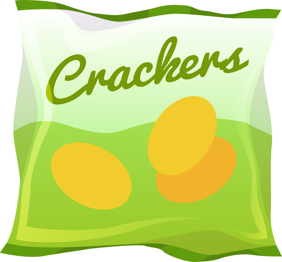 Crackers pack flat icon. Tasty snack bag
