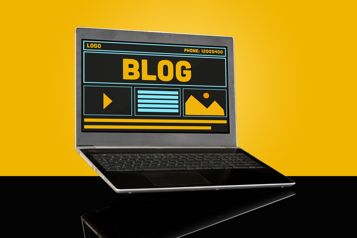 Blog Blogging Homepage Website UI Concept on Laptop